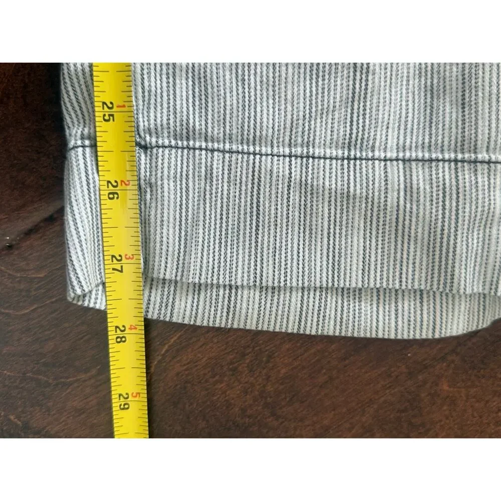 LANE BRYANT Women's Blue Grey Striped Drawstring Wide Leg Linen Pants 18 Coastal